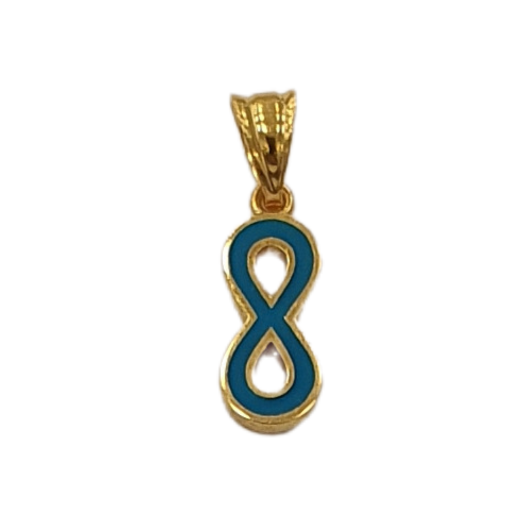 Small Cyan Infinity Pendant - 0.9g 21K